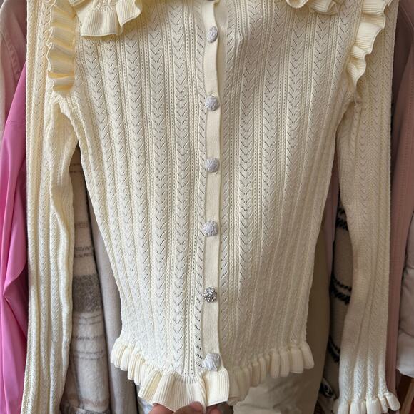 ZARA BLOGGER FAVORITE KNIT CARDIGAN WITH JEWEL BUTTONS Size Large 5802/029/712 - Picture 6 of 14